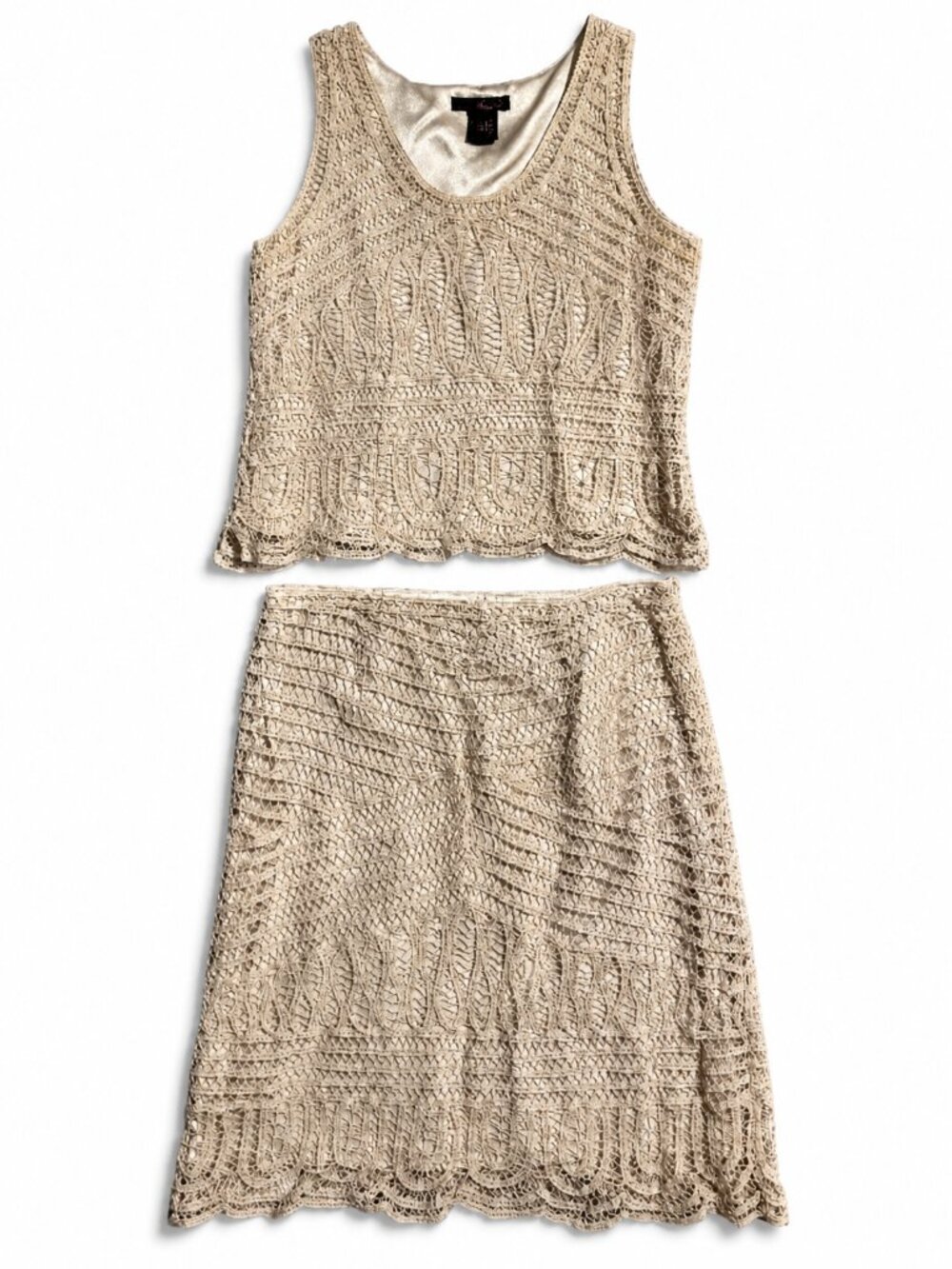 Willi Smith Women's 2-Piece Linen Blend Lace Tank Top and Skirt Set Size 10 - Picture 2 of 16